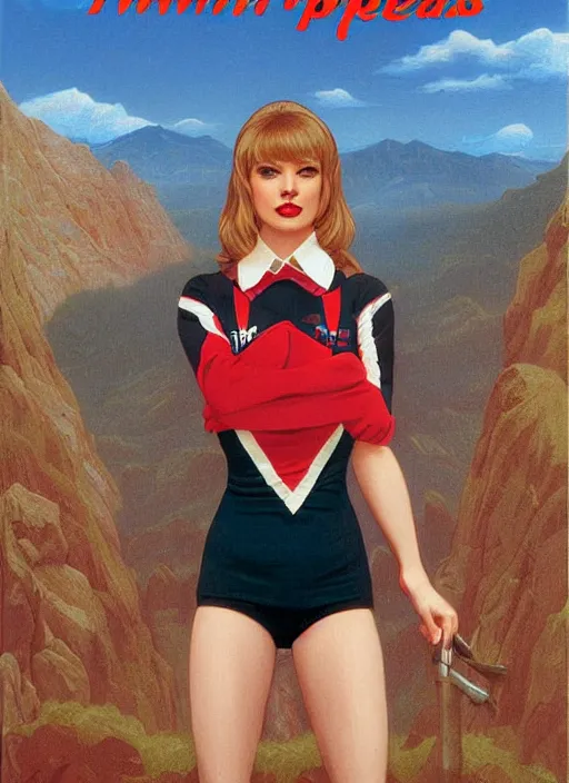 Image similar to twin peaks poster art, portrait of talyor swift cheerleader, by michael whelan, rossetti bouguereau, artgerm, retro, nostalgic, old fashioned, 1 9 8 0 s teen horror novel cover