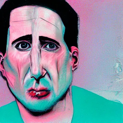 Prompt: Pastel portrait of Trent Reznor. Illustrated by Francis Bacon.