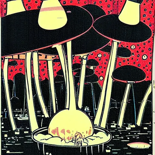 Image similar to nuclear mushroom in Tokyo by Toshio Saeki high detailed