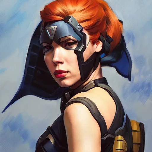 Image similar to greg manchess portrait painting of fully armored cap america aka black widow as overwatch character, medium shot, asymmetrical, profile picture, organic painting, sunny day, matte painting, bold shapes, hard edges, street art, trending on artstation, by huang guangjian and gil elvgren and sachin teng