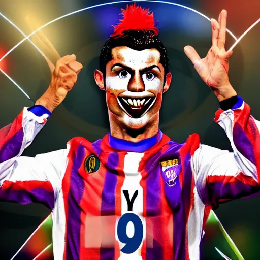 Image similar to cristiano Ronaldo as a clown