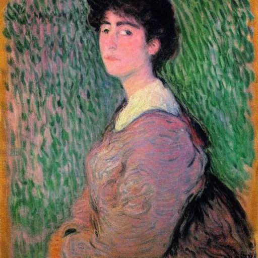 Prompt: Female Portrait, by by Claude Monet.