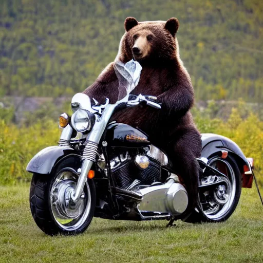 Image similar to A bear on a Harley Davidson