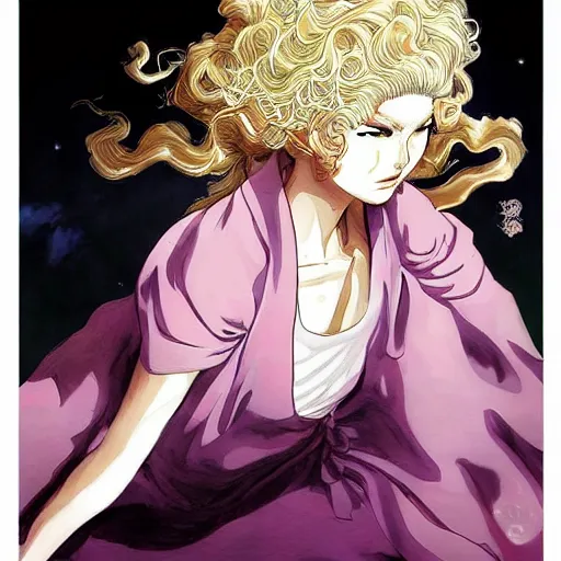 Prompt: portrait of Tatsumaki drawn by Yusuke Murata in the space with nebulae, realistic painting, high definition, digital art, matte painting, very detailed, realistic