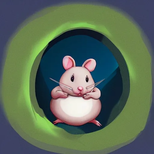 Image similar to little fat mouse living in a hole watching tv, digital art