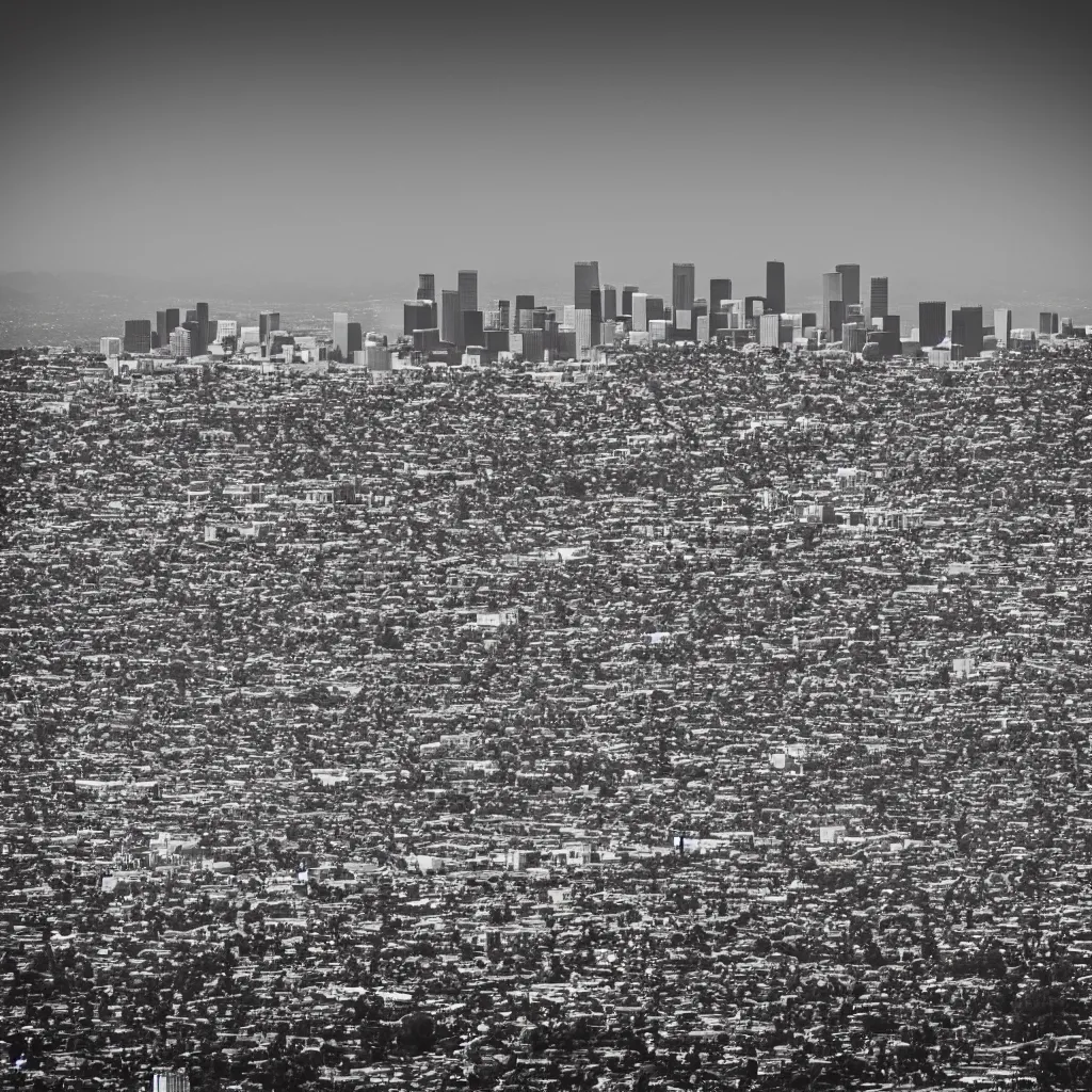 Image similar to “A black and white 75mm photo of Los Angeles”