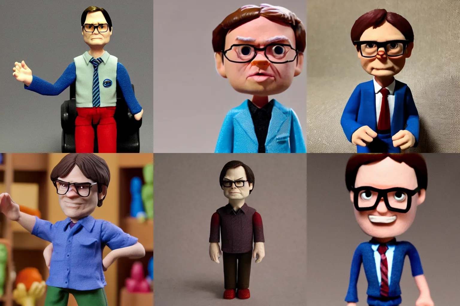 Prompt: claymation figure of Dwight Schrute