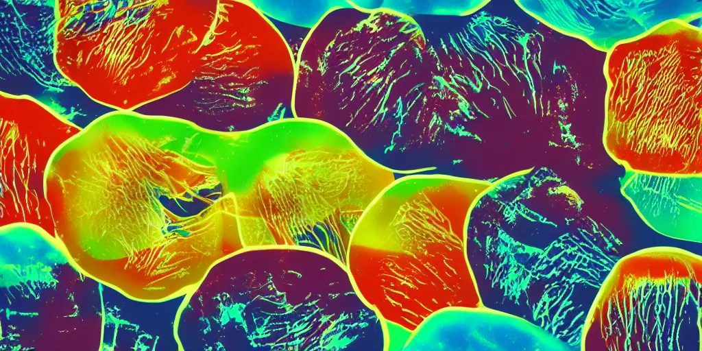 Image similar to hamburger mix jellyfish, cg, 8 k, surrealistic, sharp focus, super resolution, style by andy warhol