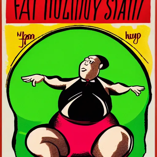 Image similar to fat man we respect you a lot fat man, snake oil CMO purple green color scheme