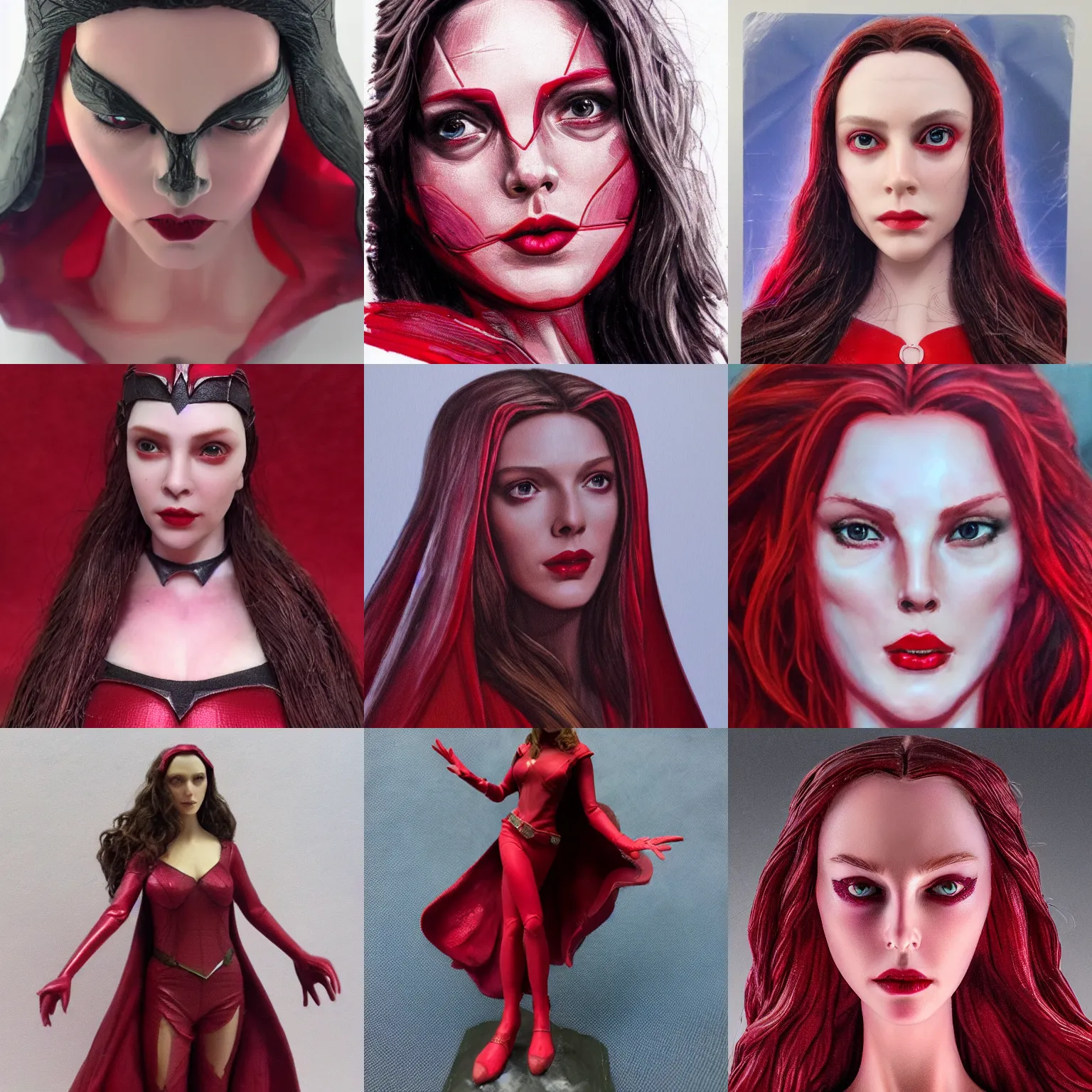 Prompt: fully closed The Scarlet Witch, high detail of the face, high detail, high modernization, ultra mega super hyper realistic, ultra mega super hyper beautiful, full body,