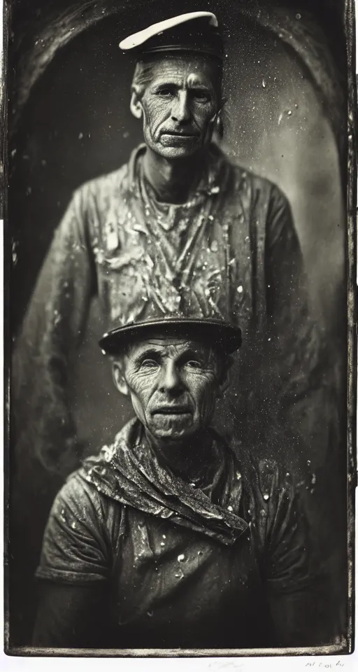 Image similar to a highly detailed wet plate photograph, a portrait of a sailor