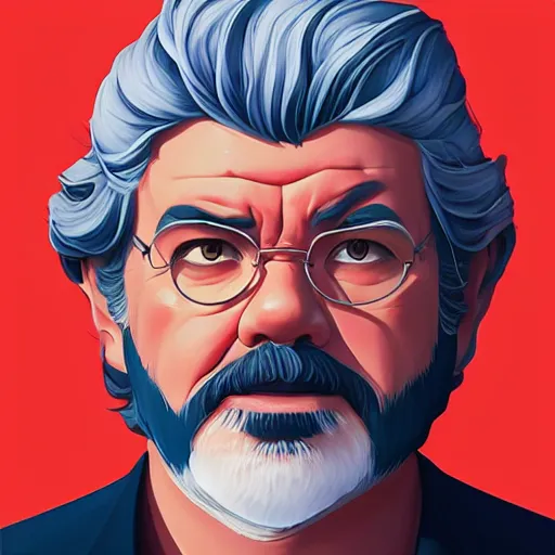 Image similar to face icon stylized minimalist george lucas, loftis, cory behance hd by jesper ejsing, by rhads, makoto shinkai and lois van baarle, ilya kuvshinov, rossdraws global illumination