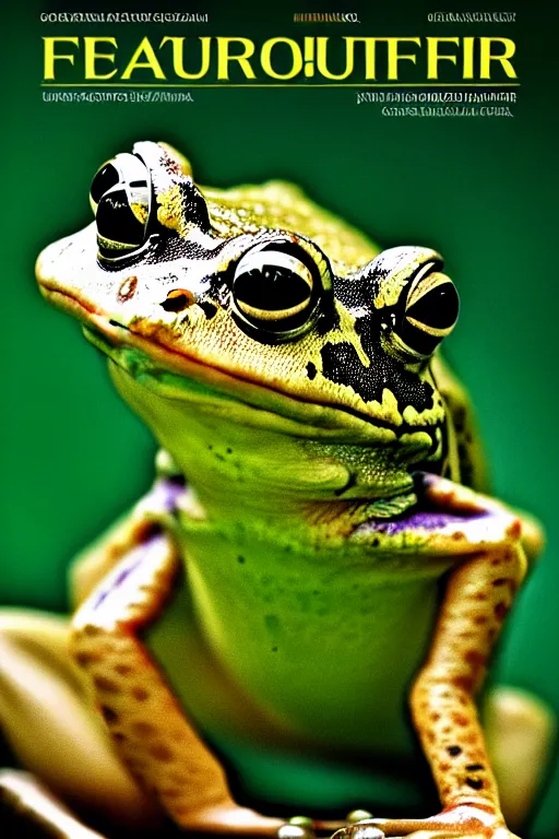 Image similar to extremely beautiful frog, symmetrical, cinematic, elegant, luxury, chrome, real photography, 4 k, ultra hd, national geographic journal cover