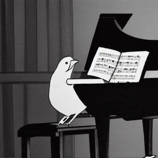 Image similar to a bird playing the piano