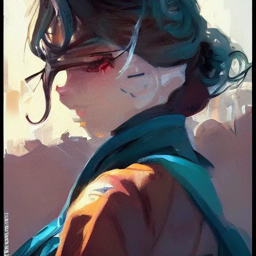 Image similar to greg manchess close up biorama of cyber beauty manga character, medium shot, asymmetrical, profile picture, organic painting, sunny day, matte painting, bold shapes, hard edges, street art, trending on artstation, bokeh, by huang guangjian and gil elvgren and sachin teng