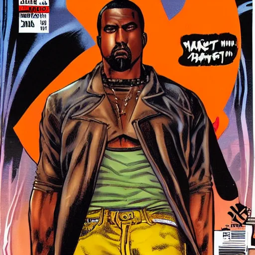Image similar to a front cover for a comic book based on kanye west by simon bisley, detailed