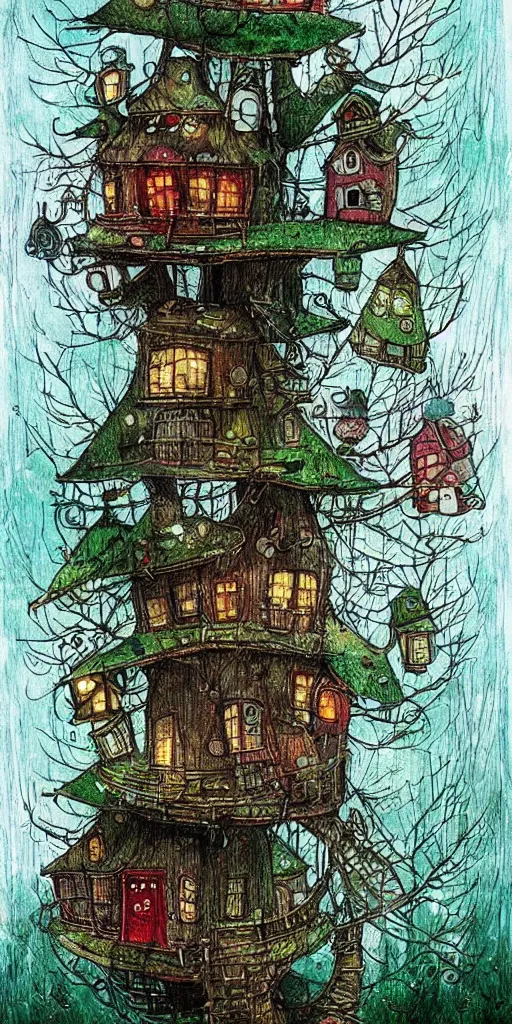 Image similar to a christmas tree house by alexander jansson