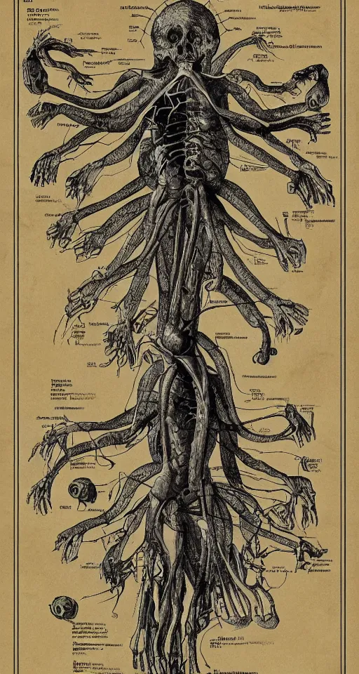 Prompt: anatomical diagram of an elder god