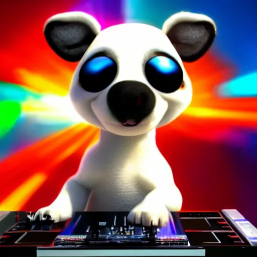 Image similar to puppy as a DJ, 8k, by Pixar