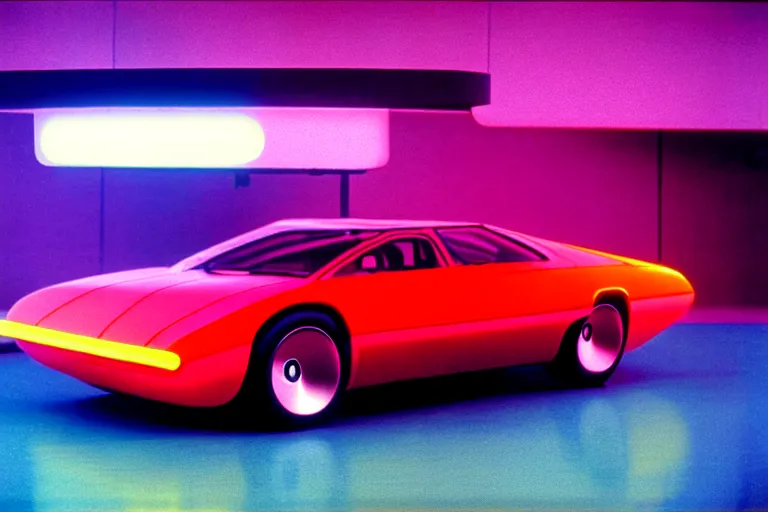 Prompt: designed by giorgetto giugiaro stylized poster ford taurus concept, thick neon lights, ektachrome photograph, volumetric lighting, f 8 aperture, cinematic eastman 5 3 8 4 film