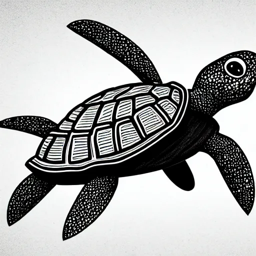 Prompt: storybook illustration of a turtle with a propeller, storybook illustration, monochromatic