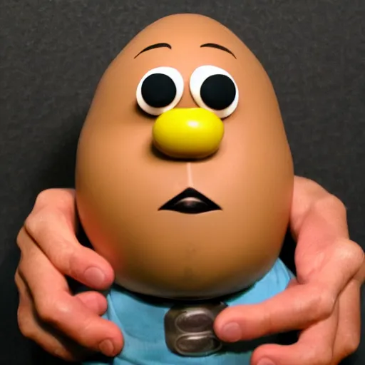 Image similar to mr potato head time bomb, cinematic