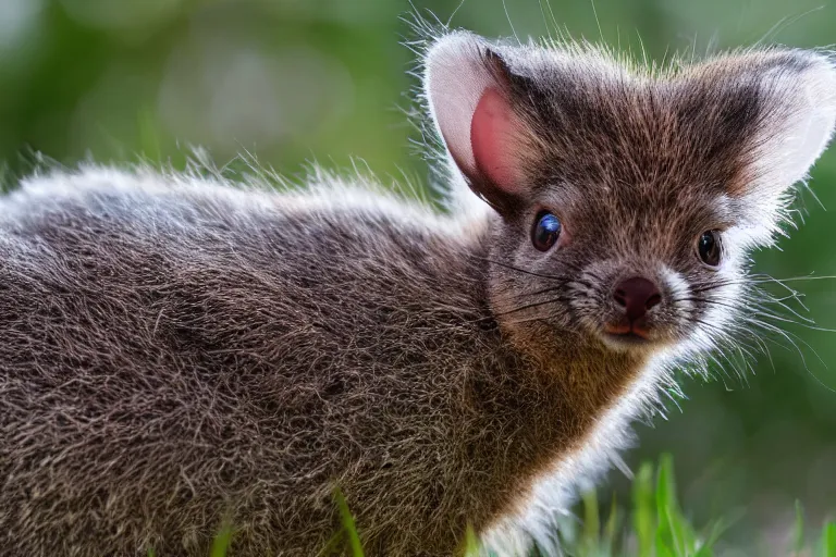 Image similar to a pudu chinchilla!!! hybrid! hyper realistic!! realistic lighting!! wildlife photographer of the year!!! bold natural colors, national geographic, hd, wide angle, 8 k