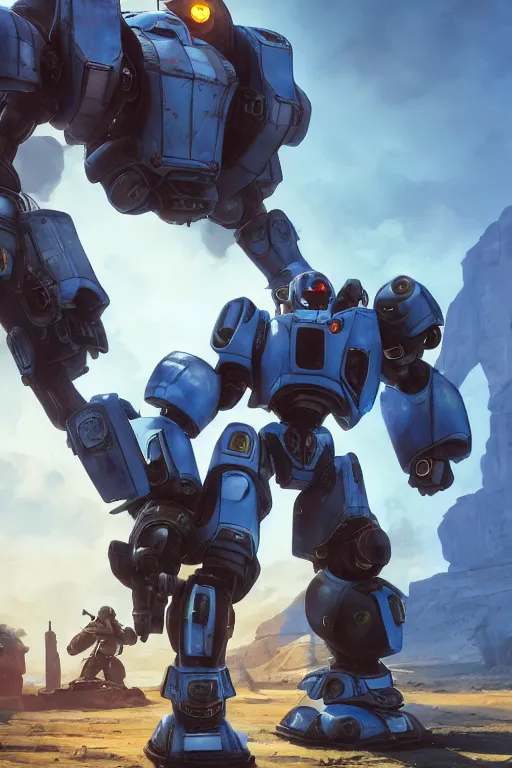 Image similar to mechwarrior 5 : mercenaries mech megaman transformer robot boss tank engine game octane render, 4 k, hd 2 0 2 2 3 d cgi rtx hdr style chrome reflexion glow fanart, global illumination ray tracing hdr fanart arstation by ian pesty by jesper ejsing pixar and disney unreal zbrush central hardmesh