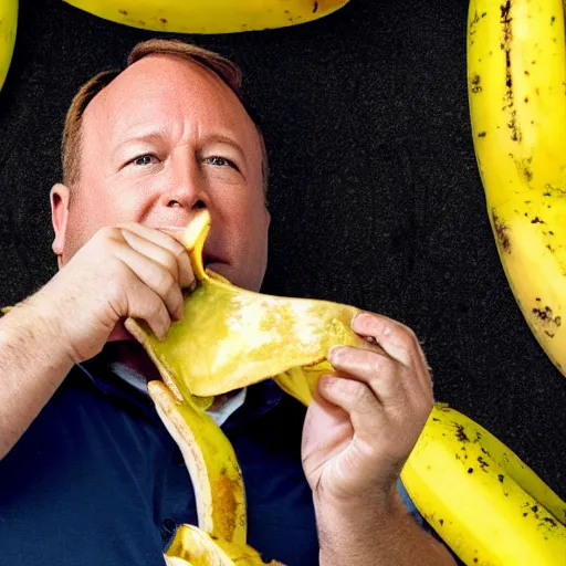 Image similar to Photograph of Alex Jones slipping on a banana peel