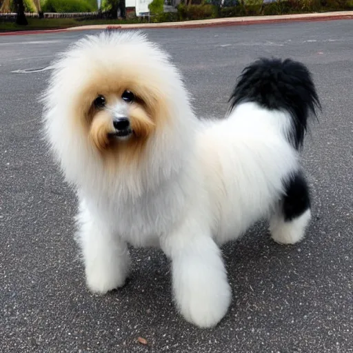 Image similar to photo of fluffy dog with emo haircut