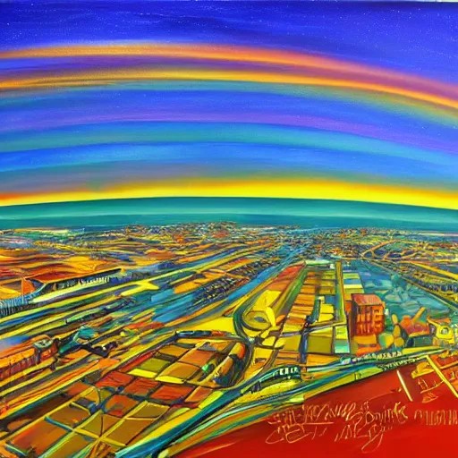 Image similar to the city of Infinite potential, painting by Ron Borreson