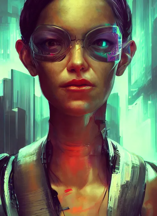 Image similar to portrait of a cyberpunk cyborg girl, art by maciej kuciara and liam wong, matte painting, trending on artstation, neon, realistic shading, perfect face, fine details, radiant light, 4 k