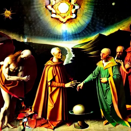 Image similar to creation of the universe by Hubert van Eyck and Jan van Eyck