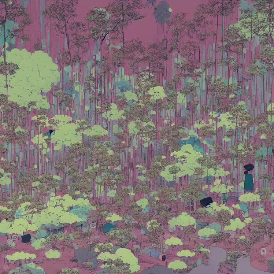 Prompt: a landscape by inio asano, beeple and james jean, chiho aoshima color scheme