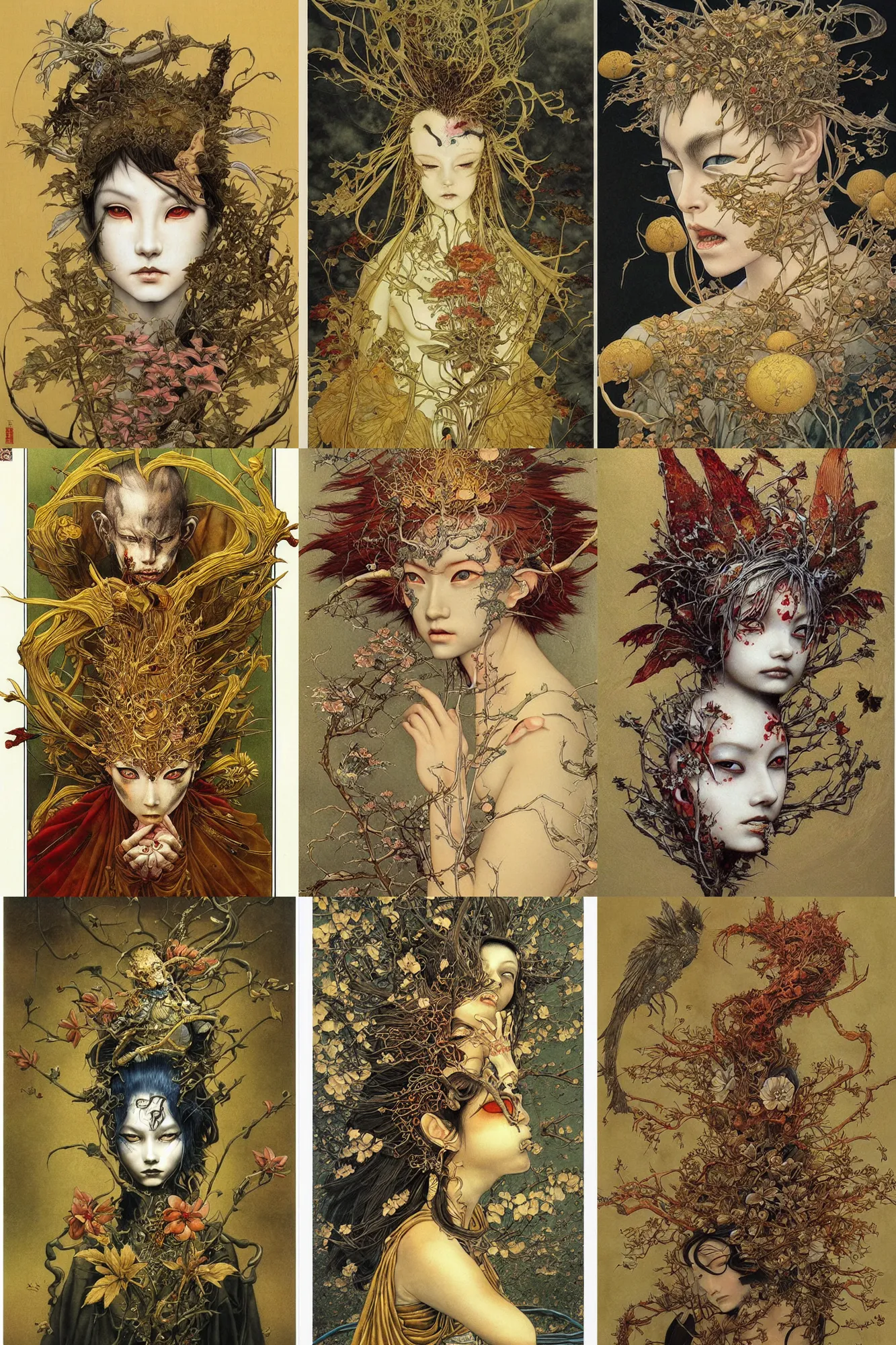 Prompt: painting by brain froud, dave dorman, takato yamamoto, gold leaf art