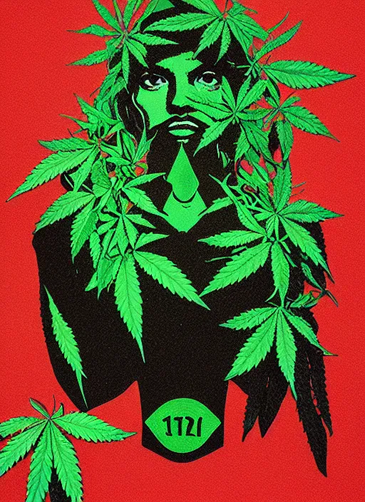 Image similar to marijuana profile picture by sachin teng x supreme, marijuana, organic painting, asymmetrical, green, marijuana smoke, matte paint, hard edges, energetic