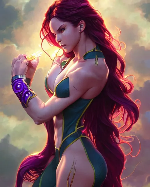 Image similar to ultra realistic illustration, danielle campbell as starfire anime, intricate, elegant, highly detailed, digital painting, artstation, concept art, smooth, sharp focus, illustration, art by artgerm and greg rutkowski and alphonse mucha and wlop