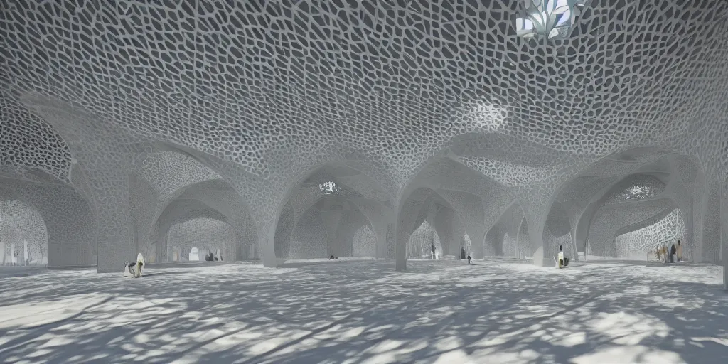 Image similar to islamic mosque futuristic style design by Zahah Hadid