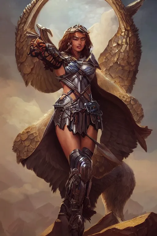 Image similar to amazon valkyrie athena, d & d, fantasy, portrait, highly detailed, headshot, digital painting, trending on artstation, concept art, sharp focus, illustration, art by artgerm and greg rutkowski and magali villeneuve