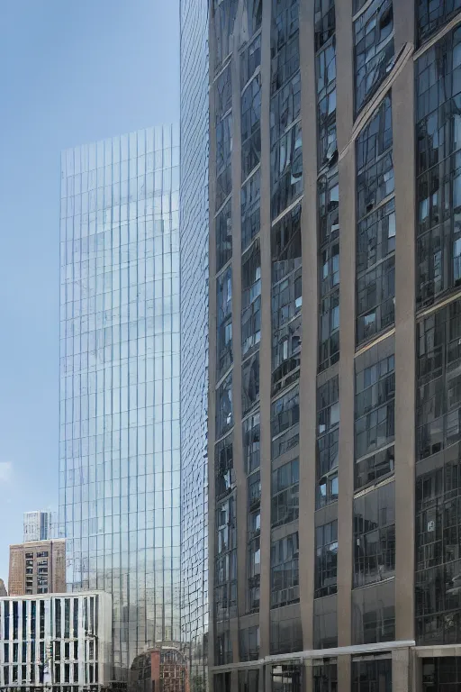 Prompt: an upscale newly constructed office building in downtown boston, photo by Annie Leibovitz