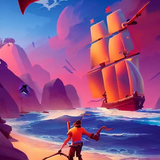 Image similar to painting treasure on sea of thieves game smooth median photoshop filter cutout vector, behance hd by jesper ejsing, by rhads, makoto shinkai and lois van baarle, ilya kuvshinov, rossdraws global illumination