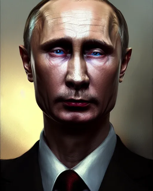 Prompt: medium - shot oil portrait of a zombie played by vladimir putin, artstation, highly detailed digital painting, smooth, global illumination, fantasy art by greg rutkowsky, karl spitzweg, leyendecker