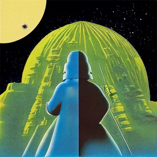 Prompt: progressive rock album cover of Star Wars, in the style of Roger Dean