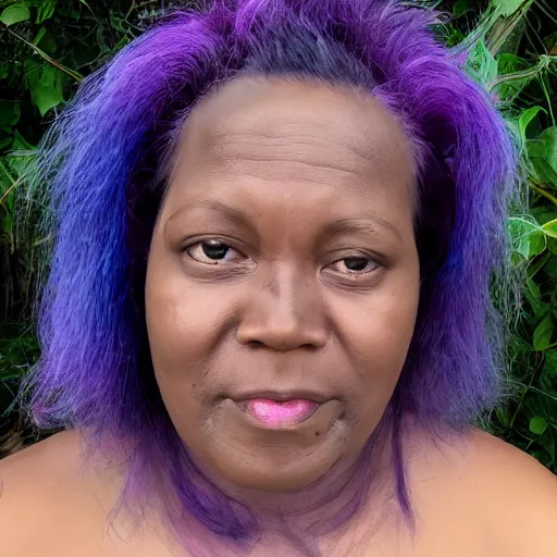 Prompt: photo of a woman with purple and teal skin