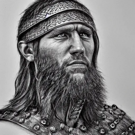 Prompt: highly detailed drawing of a portrait of a viking man, hyperrealistic, photorealistic, artstyle, highly detailed, sharp