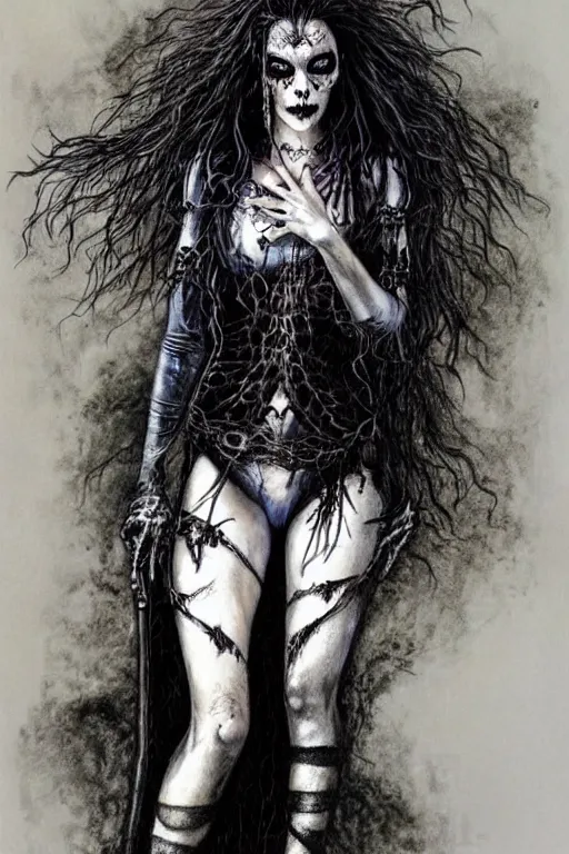 Image similar to full body portrait of anya taylor joy as death from sandman, by luis royo