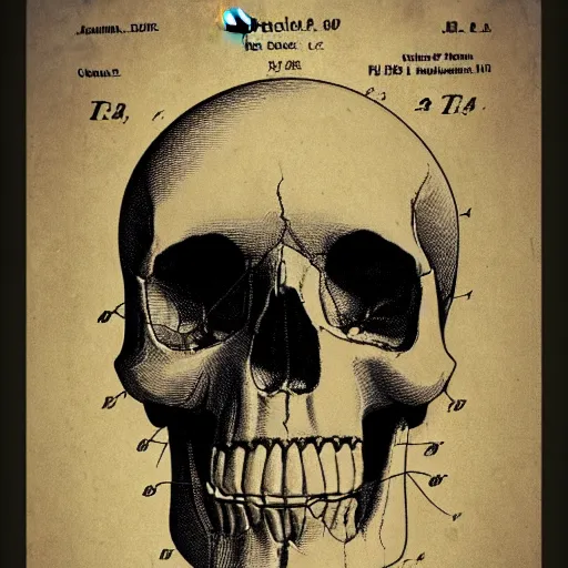 Prompt: us patent of a skull, detailed, 8 k