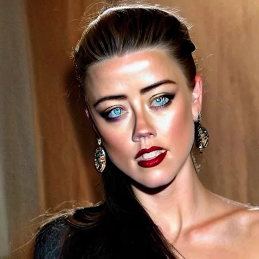 Image similar to a [ gourd ] carved shaped to look like ( amber heard face ) hybrid intercross