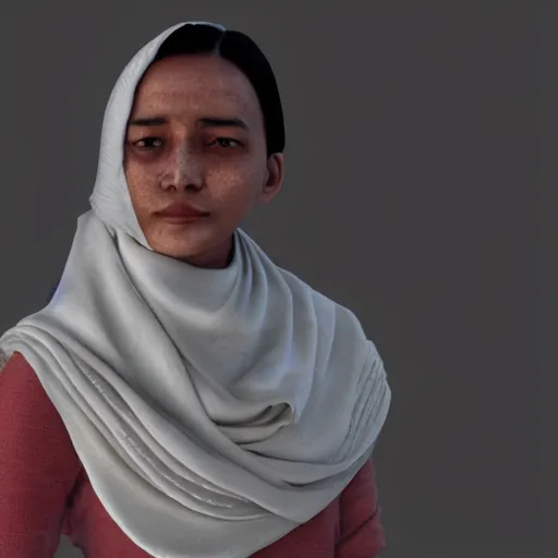 Image similar to a nepali wearing a white shawl, gloomy, bloody, octane render, unreal engine