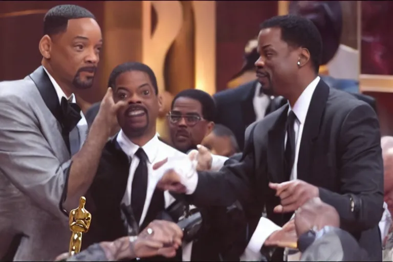 Image similar to will smith slapping chris rock at oscars ultra detailed 4k